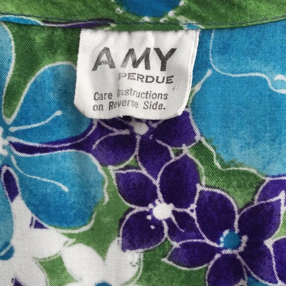 Vintage 70s Amy Perdue Caftan Neon Vibrant MuuMuu Dress - Picture 10 of 11